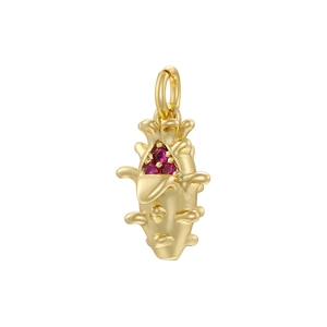Creative gold cactus fruit pendant with red zircon inlay for sweet jewelry making