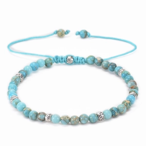 Handmade Natural Stone Beaded Bracelet Adjustable Woven Rope Vintage Alloy Spacers Bohemian Jewelry For Women Men