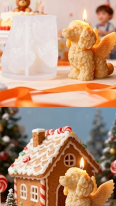 Détail du moule en silicone chiot ange pour bougies de fête et décorations Noël