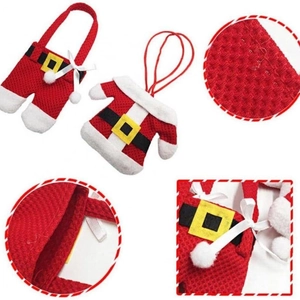 Christmas Santa suit napkin rings and cutlery bags with waffle fabric texture