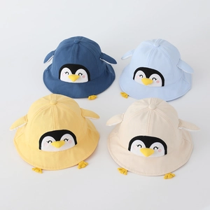 Chapeau Bob Pingouin Pour Enfants Mélange De Coton Dessin Animé Mignon Protection Solaire Casquette Plein Air Bébé