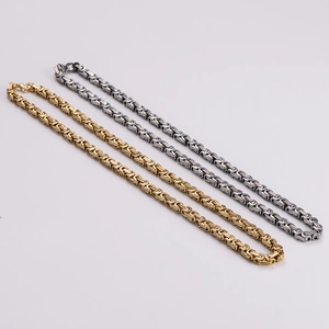 6mm Byzantine chain necklace in gold and silver stainless steel for men's hip hop style