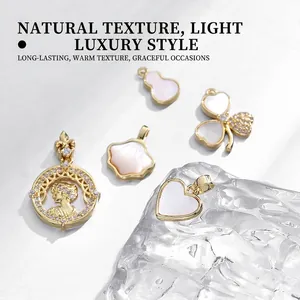 Exquisite 18k gold plated charms with white shell in clover and heart shapes
