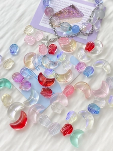 Colorful gradient glass tulip beads and whale tail charm bracelet for DIY jewelry making