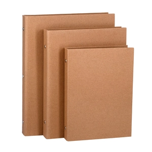 Eco-friendly kraft paper ring binder set in three sizes with durable metal rivets