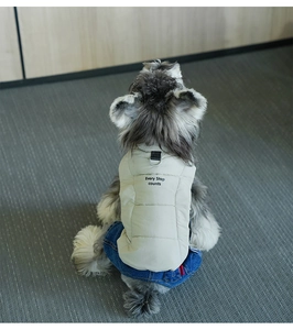 Détail du gilet matelassé pour chien avec imprimé Every Step counts et anneau en D