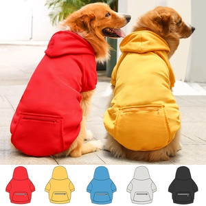 Pet Hoodie Sweatshirt Soft Fleece Knit Hooded With Back Zipper Pocket For Large Medium Small Dogs Cats Winter Warm Clothing