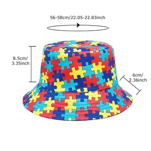 Chapeau bob réversible à motif blocs colorés, taille 56-58cm, idéal pour protection solaire