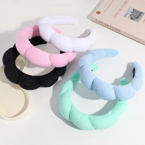 Thickened sponge headband solid color cloud hair hoop puffy face washing hair accessories
