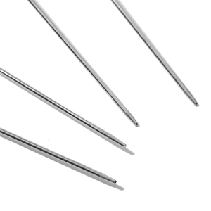 Set of four professional stainless steel pin tail combs for hair sectioning and styling