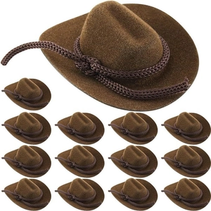 Mini-Cowboyhüte in Braun mit Webband, 13er-Set für Haustiere oder Party-Puppen Dekoration