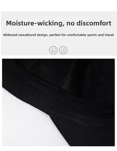 Détail macro du bandeau anti-transpiration large et de la doublure en maille de la casquette