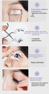 Step-by-step tutorial for applying magnetic eyelashes with professional applicator tool