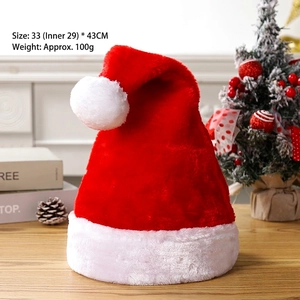 Classic plush red Santa hat with white pompom and thick festive trim 33x43cm