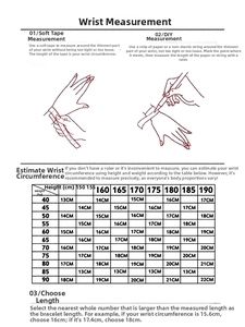 Size guide chart for moissanite bracelet with wrist measurement instructions and scale