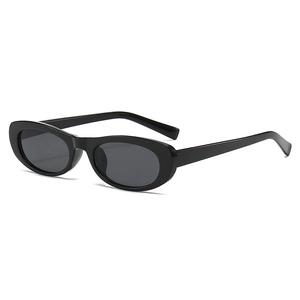 Fashionable black oval plastic sunglasses with dark lenses for a retro chic look