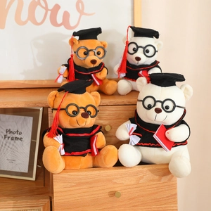Graduation Teddy Bear Plush Toy With Cap And Gown Glasses Diploma Gift For Graduate Students Soft Stuffed Animal