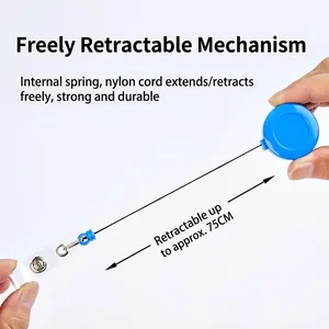 Blue retractable badge reel holder with 75cm nylon cord for doctors and nurses