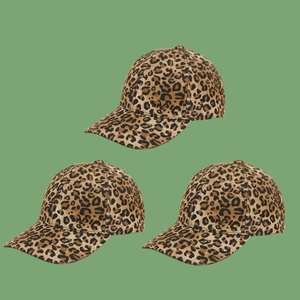 Leopard Print Baseball Cap Polyester Adjustable Sun Shade Hat Fashion Korean Style Curved Brim Outdoor For Men Women