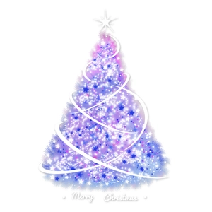 Purple Christmas tree window sticker with glowing stars for holiday glass door decor