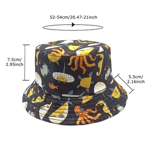 Chapeau bob pour enfants avec motifs marins et mesures de taille 52-54 cm