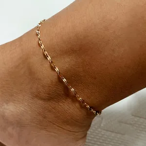 Minimalist Stainless Steel Anklet For Women Gold Silver Rose Gold Lace Chain Link Foot Jewelry Summer Beach Accessory