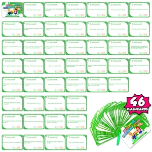 Set di Carte Didattiche per la Comunicazione Genitore Figlio per Bambini Conoscere Sé Stessi Carte per l'Apprendimento Giocattolo Verde Bianco Inglese