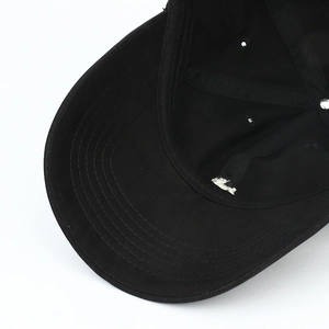 Classic black cotton baseball cap with wide brim and detailed stitching for women