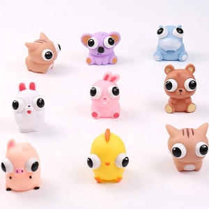 Set of cute animal squeeze toys with popping eyes featuring cats and rabbits for stress relief