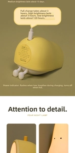 Detail of pear-shaped silicone night light with 1200mAh battery and Type-C port
