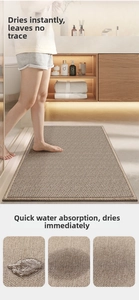 Close-up of quick-dry kitchen floor mat with brown woven texture and anti-slip backing