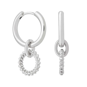 Silver interlocking triple hoop earrings with vintage texture for stylish women