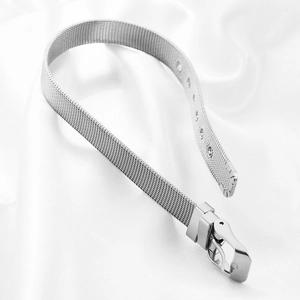 Minimalist 10mm silver stainless steel mesh bracelet watch band with buckle closure