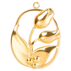 Golden stainless steel tulip pendant with oval frame for DIY necklace and jewelry making
