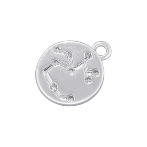 Macro shot of silver Sagittarius constellation pendant with sparkling cubic zirconia