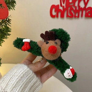 Christmas Plush Reindeer Hair Claw Clip Acrylic Faux Fur Elk Shark Clip Festive Holiday Winter Hair Accessories For Women