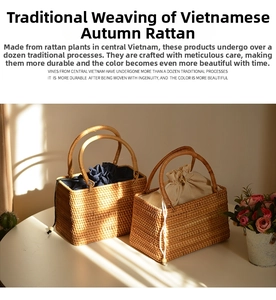 Close-up of handmade autumn rattan picnic basket with traditional woven texture
