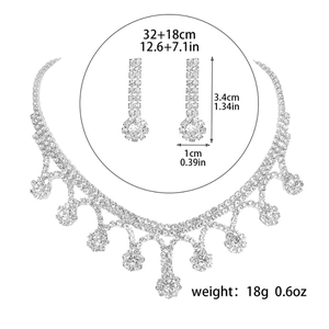 Elegant silver rhinestone jewelry set with necklace and earrings for formal occasions