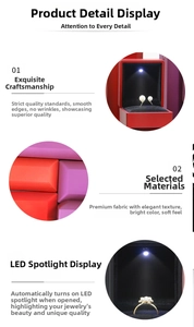 Detail of premium matte finish and built-in LED spotlight inside the jewelry box