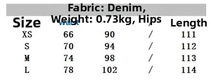 Tableau des tailles pour ensemble chemise en denim et pantalon large pour femmes