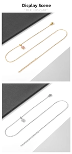 Detail view of flower pendant necklaces with lobster clasp and adjustable extension chain