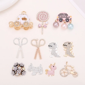 Zinc Alloy Cartoon Charms DIY Jewelry Findings With Rhinestone Artificial Pearl Enamel For Shoe Decor Crafting Novelty