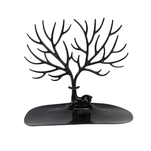 Elegant black deer antler jewelry stand for necklace and earring storage organizer