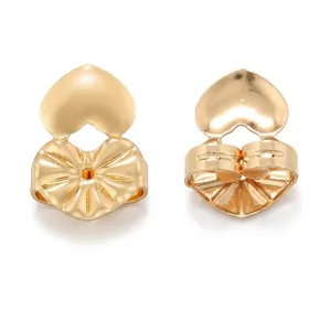 Golden heart-shaped brass earring back lifters for support and prevent drooping
