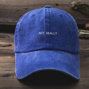 Washed Baseball Cap Not Really Letter Embroidery Vintage Distressed Sun Hat Unisex Casual Outdoor Sport Headwear