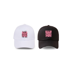 Minimalist Think Outside the Box cotton baseball cap in black and white styles