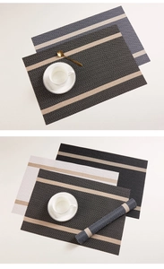 Nahaufnahme von wasserfesten PVC-Platzsets mit Jacquard-Streifenmuster und Aufrollfunktion