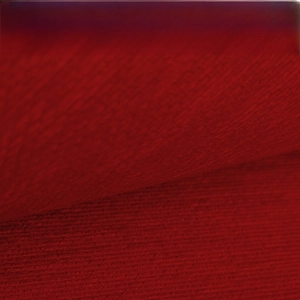 Macro shot of high-density deep red Chenille fabric with durable wear-resistant texture
