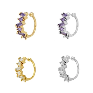 Manchette D'oreille En Argent Sterling 925 Zircone Cubique Boucles D'oreilles Sans Perçage Bijoux Géométriques Femmes