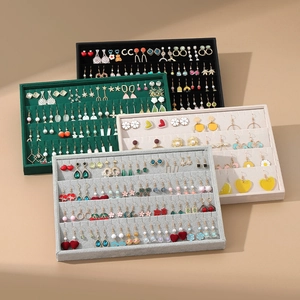 Velvet Earring Display Tray Jewelry Organizer Ear Stud Showcase Board Large Capacity Holder Professional Presentation